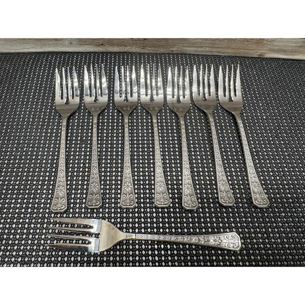 Interpur‎ Florenz Stainless Flatware  Lot of 8 Salad Forks Japan